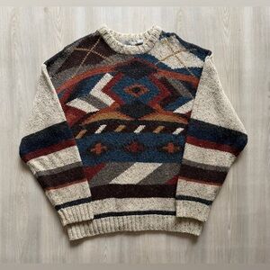 Vintage Cattivo Knit Wool Blend Sweater Sz L Western Southwest Grandpa Sz L